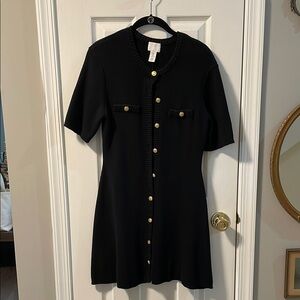 H&M Black Knit Button Down Dress
